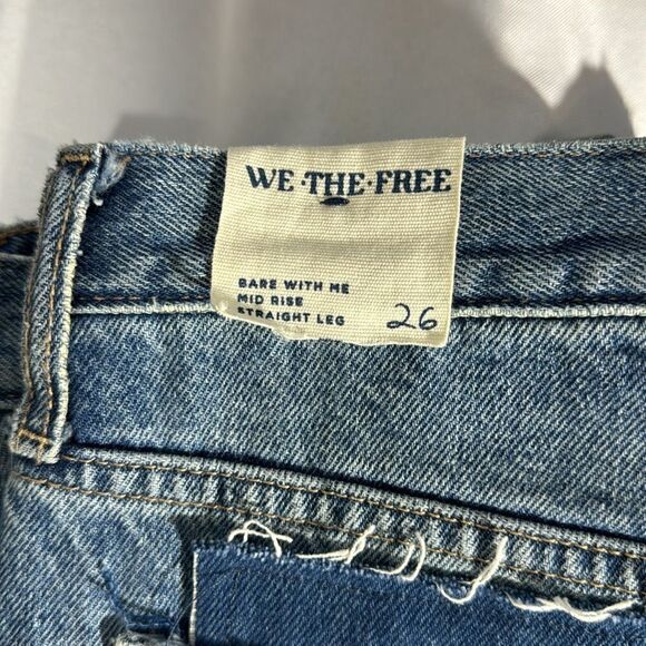 FREE PEOPLE BARE WITH ME JEANS DENIM NWT MID-RISE STRAIGHT LEG - Picture 11 of 12